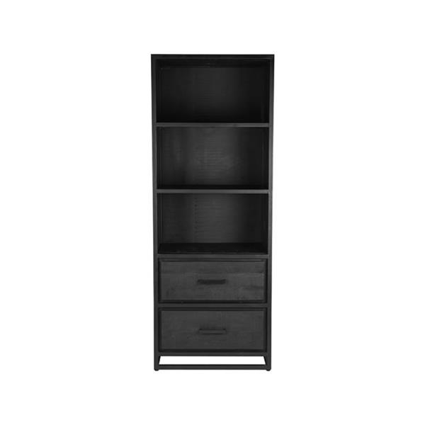 Grote foto boekenkast chili 70x45x185 cm zwart mangohout zwart metaal huis en inrichting eettafels