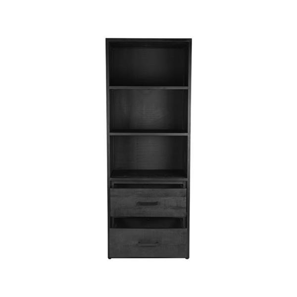 Grote foto boekenkast chili 70x45x185 cm zwart mangohout zwart metaal huis en inrichting eettafels