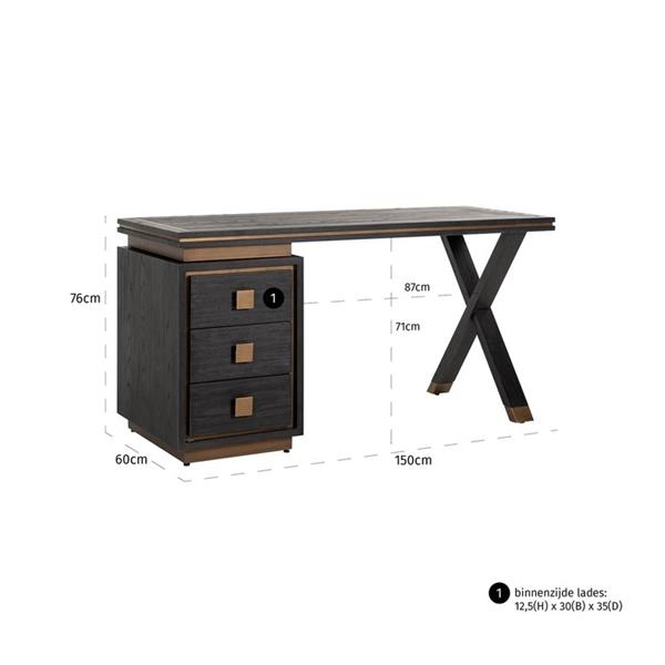 Grote foto bureau hunter 3 laden black rustic richmond interiors verwacht in week 24 11 juni huis en inrichting stoelen