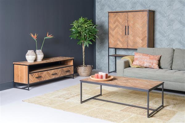 Grote foto tv meubel accent 150 cm visgraat teakhout huis en inrichting eettafels