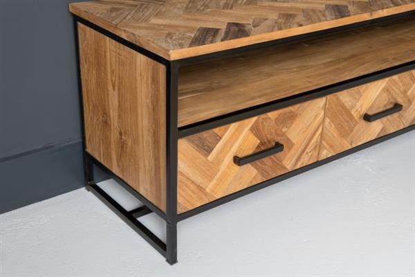 Grote foto tv meubel accent 150 cm visgraat teakhout huis en inrichting eettafels