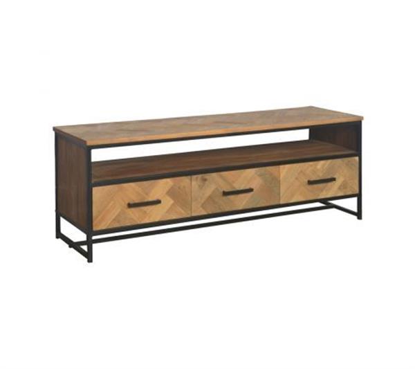 Grote foto tv meubel accent 150 cm visgraat teakhout huis en inrichting eettafels