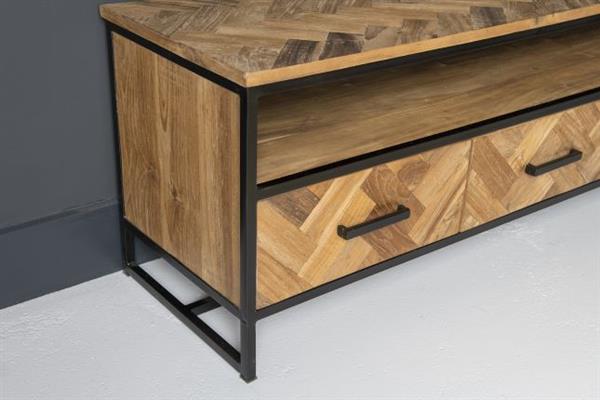 Grote foto tv meubel accent 150 cm visgraat teakhout huis en inrichting eettafels