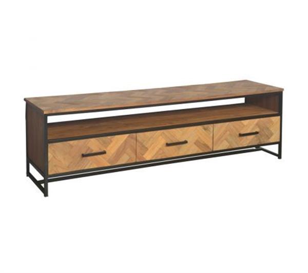 Grote foto tv meubel accent 180 cm visgraat teakhout huis en inrichting eettafels