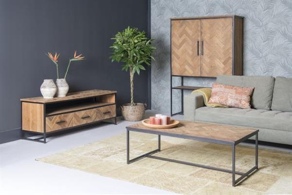 Grote foto tv meubel accent 180 cm visgraat teakhout huis en inrichting eettafels