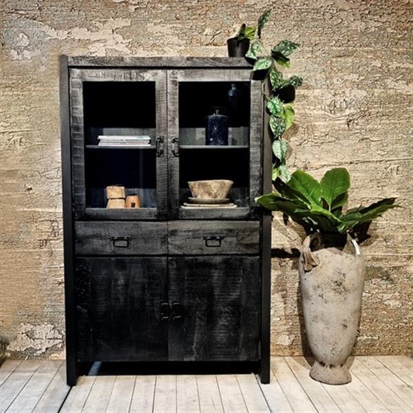 Grote foto vitrinekast boaz black edition 180x45x115 cm huis en inrichting eettafels