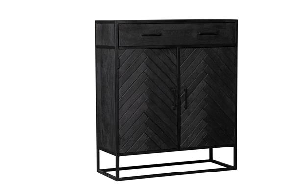 Grote foto kabinetkast new york zwart mangohout en staal 100 cm huis en inrichting eettafels