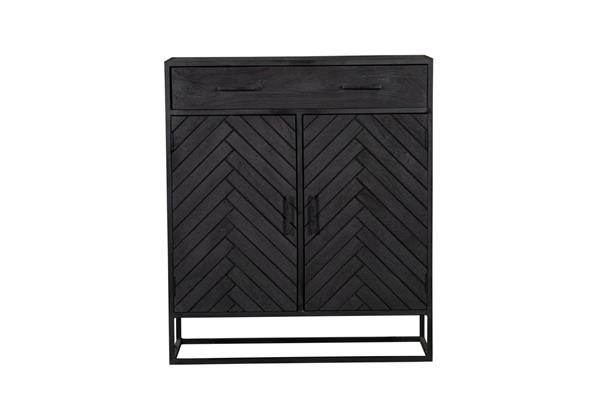 Grote foto kabinetkast new york zwart mangohout en staal 100 cm huis en inrichting eettafels