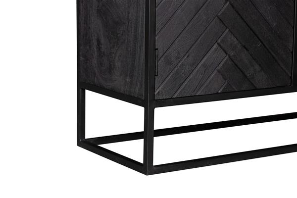 Grote foto kabinetkast new york zwart mangohout en staal 100 cm huis en inrichting eettafels