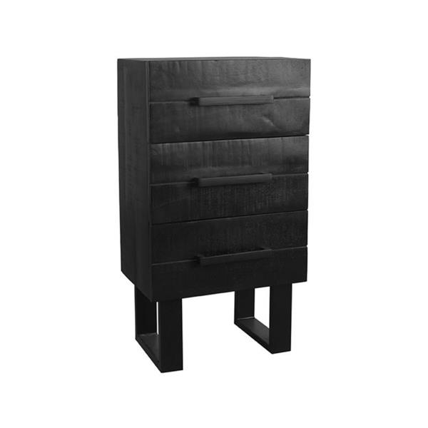 Grote foto ladekast santos 50x30x83 cm zwart mangohout zwart metaal huis en inrichting eettafels