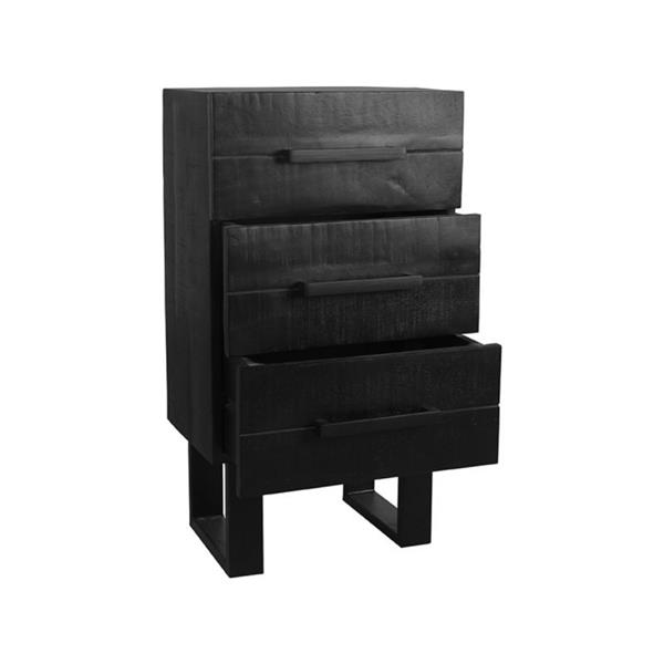 Grote foto ladekast santos 50x30x83 cm zwart mangohout zwart metaal huis en inrichting eettafels