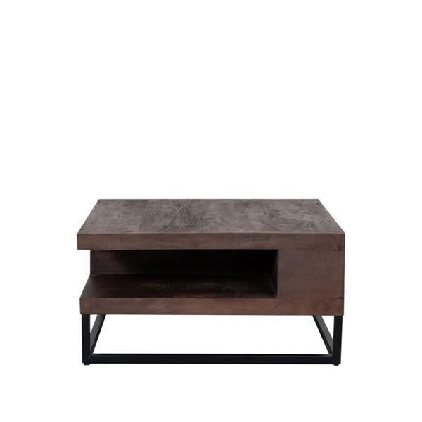 Grote foto salontafel cube 80x80x40 cm espresso mangohout zwart metaal huis en inrichting eettafels