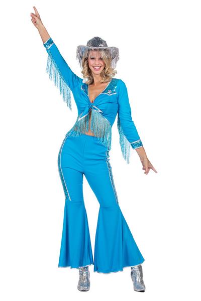 Grote foto western kostuum blauw dames glamorous franjes 2 delig verzamelen overige verzamelingen