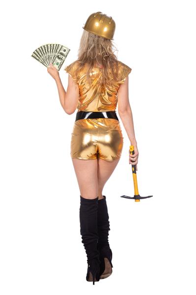 Grote foto gouden kostuum dames gold digger 2 delig verzamelen overige verzamelingen