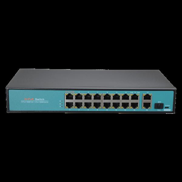 Grote foto poe switch 16 poorten hi poe 100mb s met 2 x gb uplink doe het zelf en verbouw inbraaksystemen