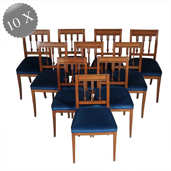 Grote foto 10 stoelen ca 1800 op sabelpoten en pijlen in de rug incl stof naar wens no.252015 antiek en kunst stoelen en banken