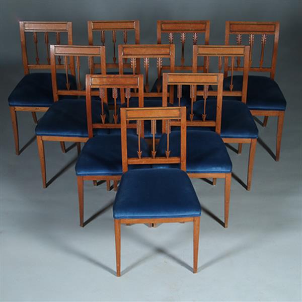 Grote foto 10 stoelen ca 1800 op sabelpoten en pijlen in de rug incl stof naar wens no.252015 antiek en kunst stoelen en banken