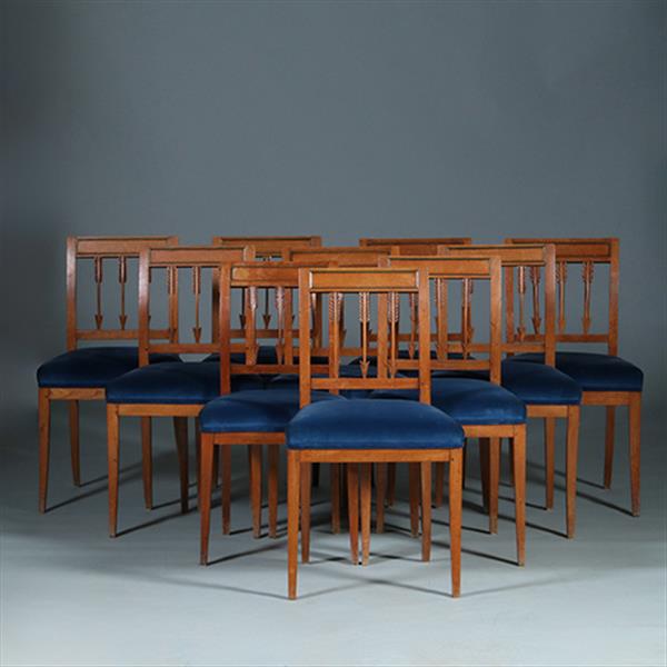 Grote foto 10 stoelen ca 1800 op sabelpoten en pijlen in de rug incl stof naar wens no.252015 antiek en kunst stoelen en banken
