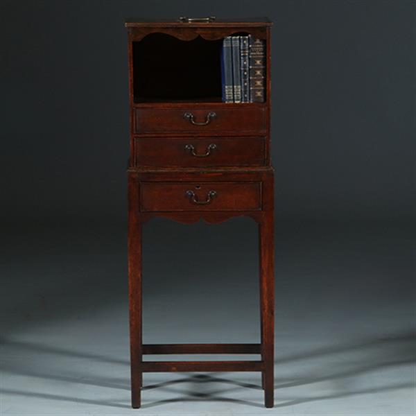 Grote foto engels tafelkastje met drie laden in eiken draagbare bovenkant ca 1775 no.252030 antiek en kunst stoelen en banken