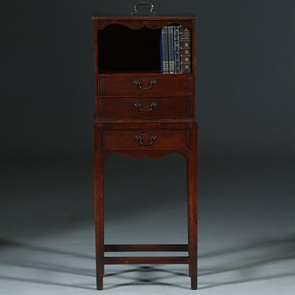 Grote foto engels tafelkastje met drie laden in eiken draagbare bovenkant ca 1775 no.252030 antiek en kunst stoelen en banken