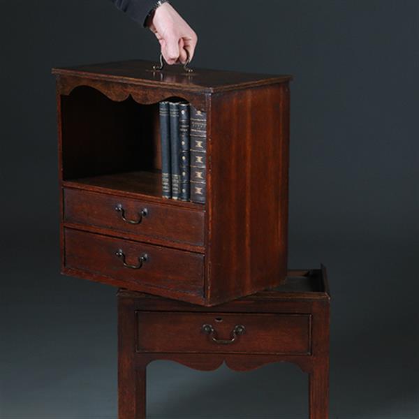 Grote foto engels tafelkastje met drie laden in eiken draagbare bovenkant ca 1775 no.252030 antiek en kunst stoelen en banken