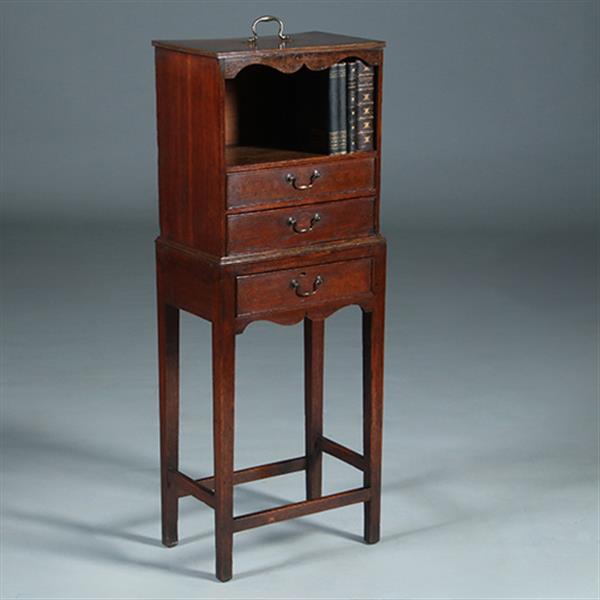 Grote foto engels tafelkastje met drie laden in eiken draagbare bovenkant ca 1775 no.252030 antiek en kunst stoelen en banken