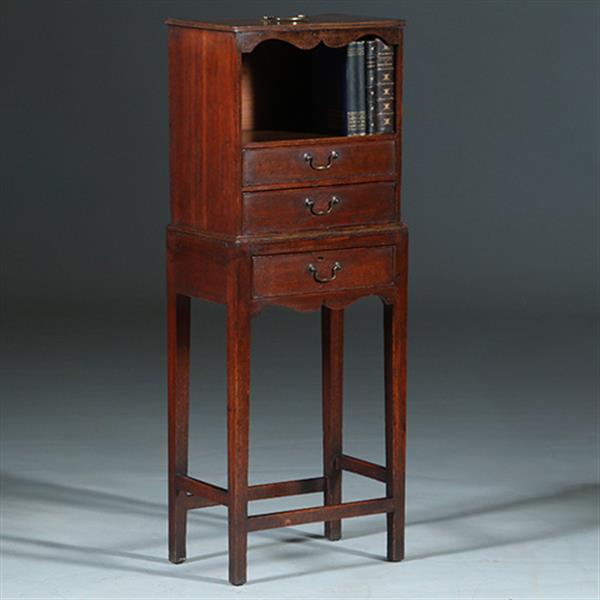 Grote foto engels tafelkastje met drie laden in eiken draagbare bovenkant ca 1775 no.252030 antiek en kunst stoelen en banken