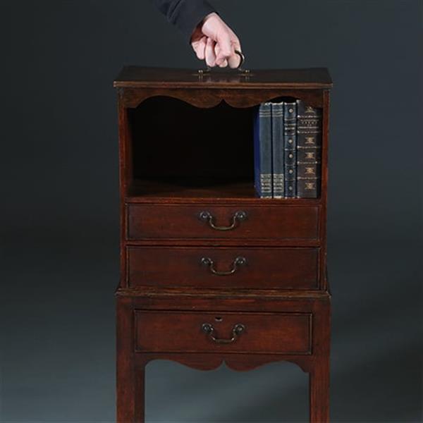 Grote foto engels tafelkastje met drie laden in eiken draagbare bovenkant ca 1775 no.252030 antiek en kunst stoelen en banken