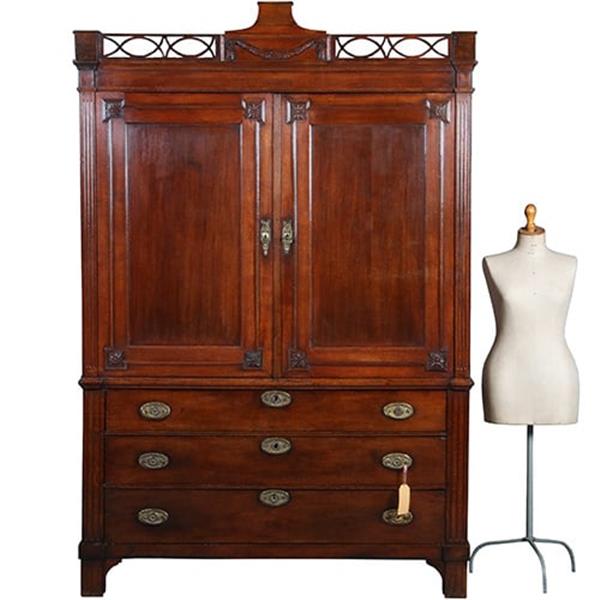 Grote foto hollands neoclassicistisch kabinet met afneembaar hekje in zeer fraaie patina ca 1800 no.892955 antiek en kunst stoelen en banken