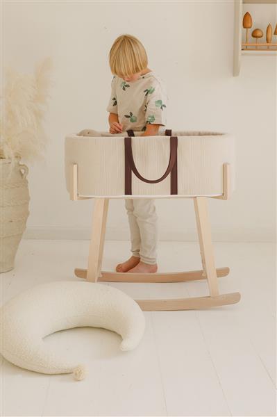 Grote foto mosesmand rib ecru ecru met matras kinderen en baby complete kinderkamers