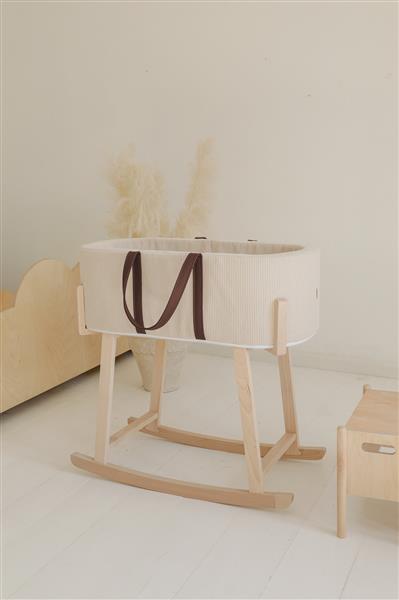 Grote foto mosesmand rib ecru ecru met matras kinderen en baby complete kinderkamers