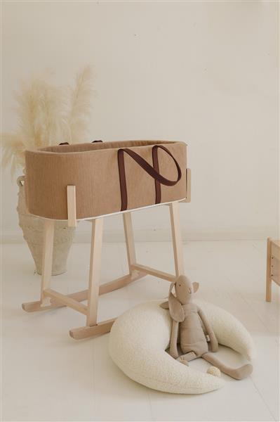 Grote foto houten standaard voor mosesmand natuurlijk hout kinderen en baby complete kinderkamers