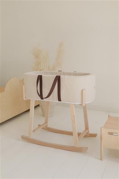 Grote foto mosesmand rib ecru ecru met matras kinderen en baby complete kinderkamers