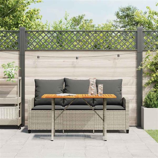 Grote foto vidaxl tuinbank 3 zits met kussens tafel poly rattan lichtgrijs tuin en terras tuinmeubelen