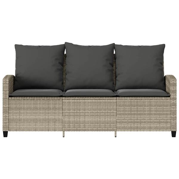 Grote foto vidaxl tuinbank 3 zits met kussens tafel poly rattan lichtgrijs tuin en terras tuinmeubelen