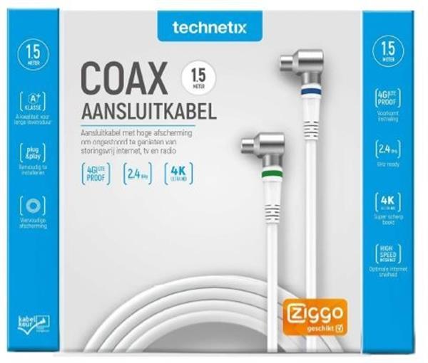 Grote foto technetix coaxkabel rla 21 ziggo geschikt diverse lengtes audio tv en foto onderdelen en accessoires