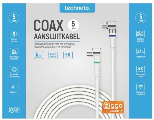 Grote foto technetix coaxkabel rla 21 ziggo geschikt diverse lengtes audio tv en foto onderdelen en accessoires