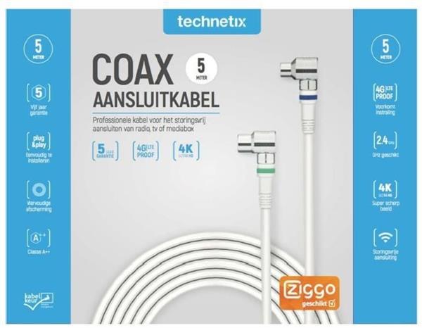 Grote foto technetix coaxkabel rla 21 ziggo geschikt diverse lengtes audio tv en foto onderdelen en accessoires