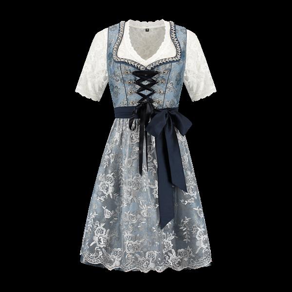 Grote foto blauw zilveren dirndl jurk oktoberfest dames 2 delig verzamelen overige verzamelingen