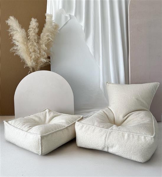 Grote foto boucl ottoman kinderpoef creme creme kinderen en baby complete kinderkamers