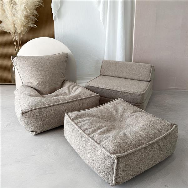 Grote foto boucl zitzak voor kinderen beige beanbag beige kinderen en baby complete kinderkamers