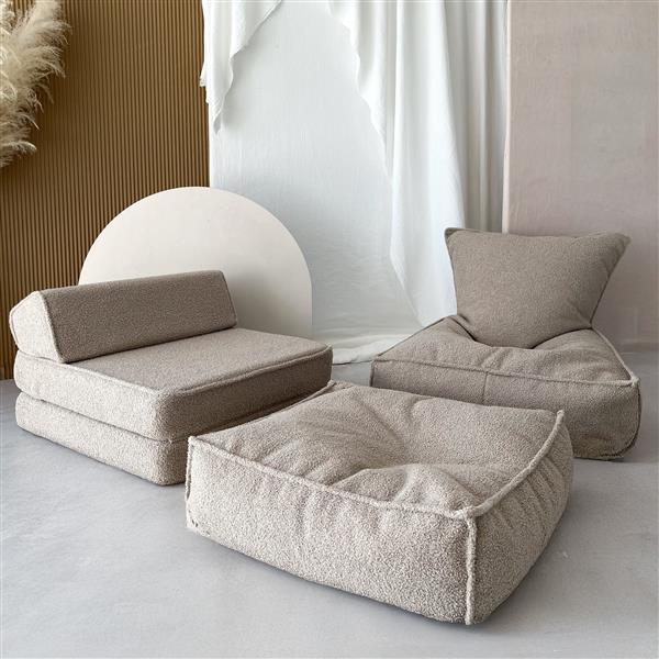 Grote foto boucl zitzak voor kinderen beige beanbag beige kinderen en baby complete kinderkamers