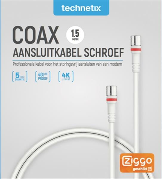Grote foto technetix rla 30 modem f connector coaxkabel 1 5m ziggo geschikt audio tv en foto onderdelen en accessoires