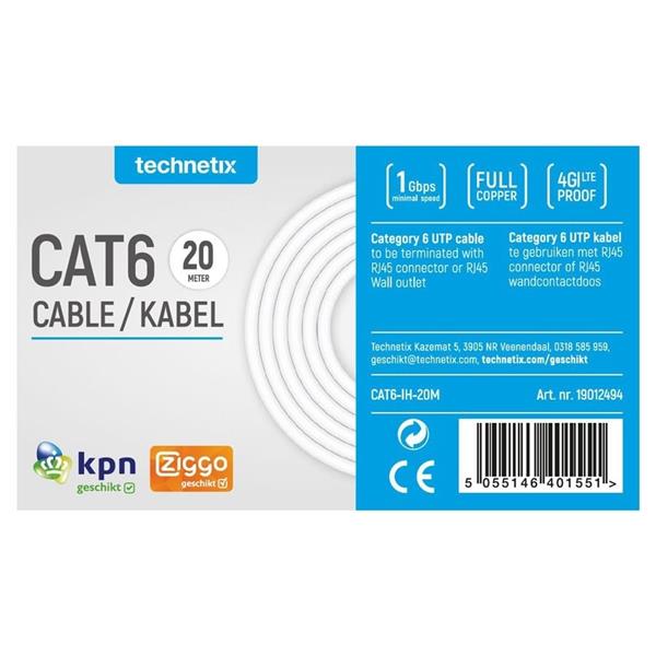 Grote foto technetix cat6 ih 20 installatiekabel 20 meter eca audio tv en foto onderdelen en accessoires