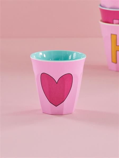 Grote foto melamine beker pink heart medium audio tv en foto algemeen