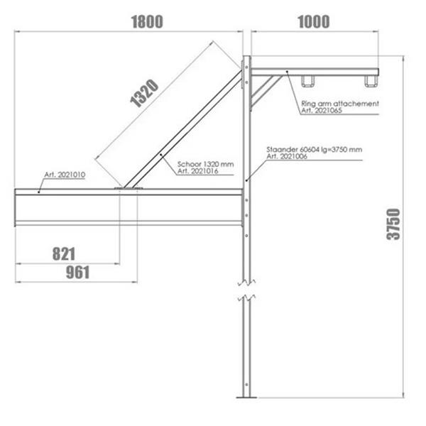 Grote foto standard beam 1800 mm tube dwarsverbinding audio tv en foto algemeen