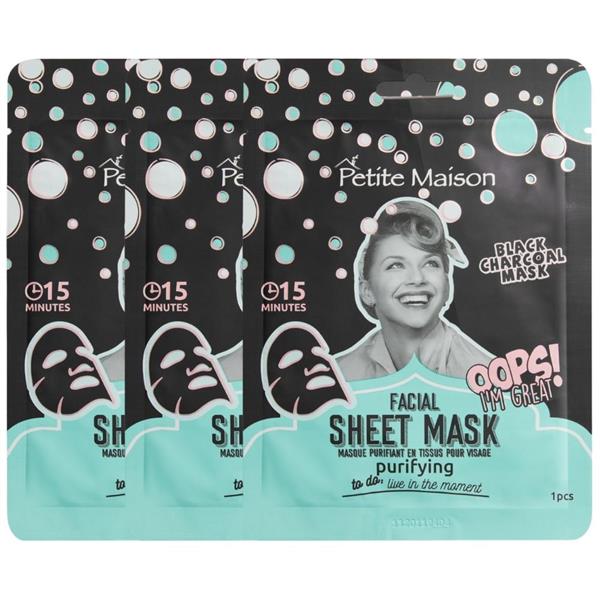 Grote foto purifying black charcoal facial sheet mask 3x25ml audio tv en foto algemeen