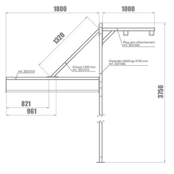 Grote foto standard beam 1800 mm tube dwarsverbinding audio tv en foto algemeen