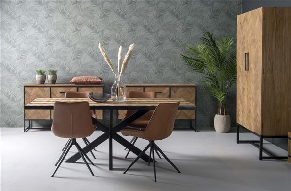 Grote foto wandkast accent big 105 cm teakhout visgraatmotief huis en inrichting eettafels