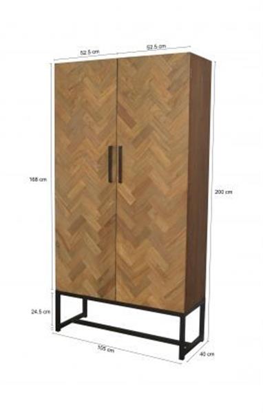 Grote foto wandkast accent big 105 cm teakhout visgraatmotief huis en inrichting eettafels